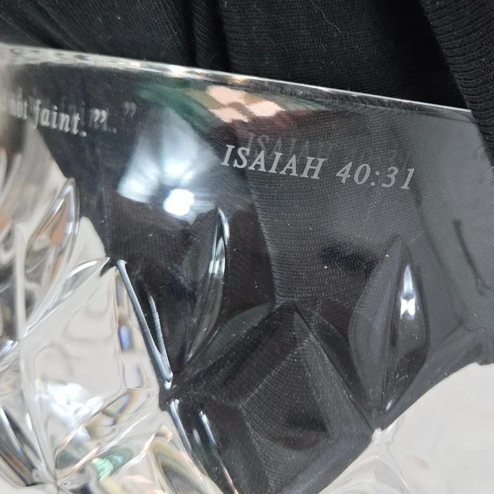 Hour Of Power Engraved Isaiah 40:31 Crystal Bowl NEW Vtg Crystal Cathedral 2000s